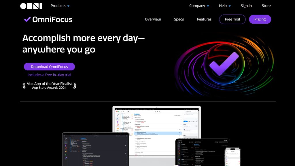 OmniFocus app quản lý thời gian iPhone