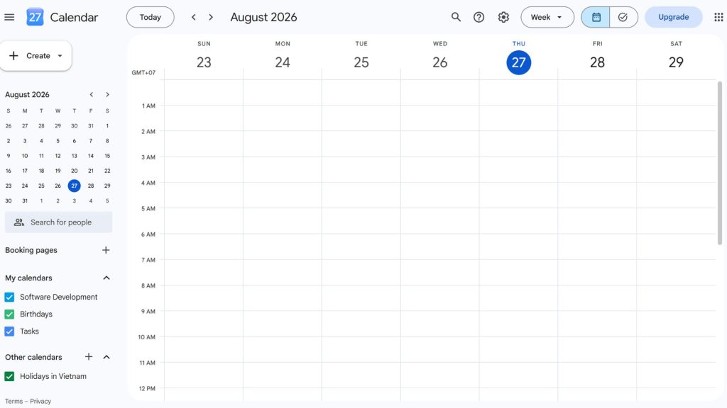 Google Calendar app tạo thời gian biểu
