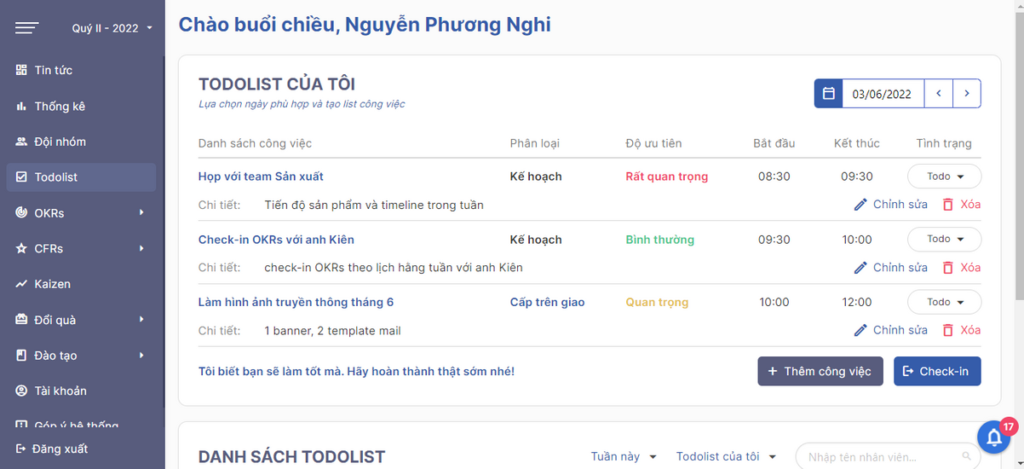 fTodolist – phần mềm quản lý công việc giúp giao task và theo dõi tiến độ nhân viên.