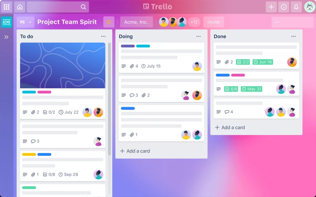 Trello – web quản lý công việc với Board, List và Card theo Kanban.
