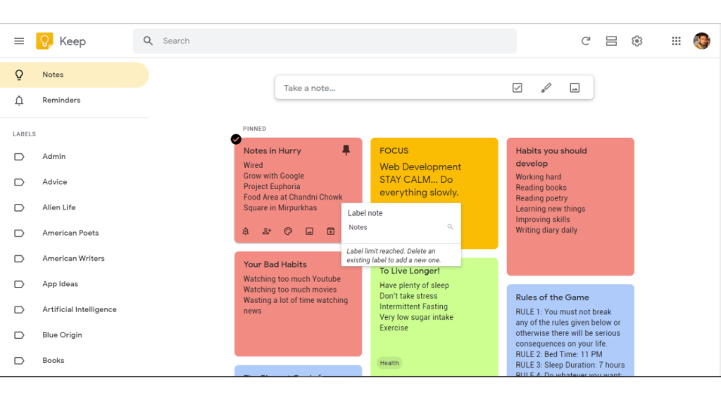 Google Keep – app sắp xếp công việc với ghi chú màu sắc và checklist.