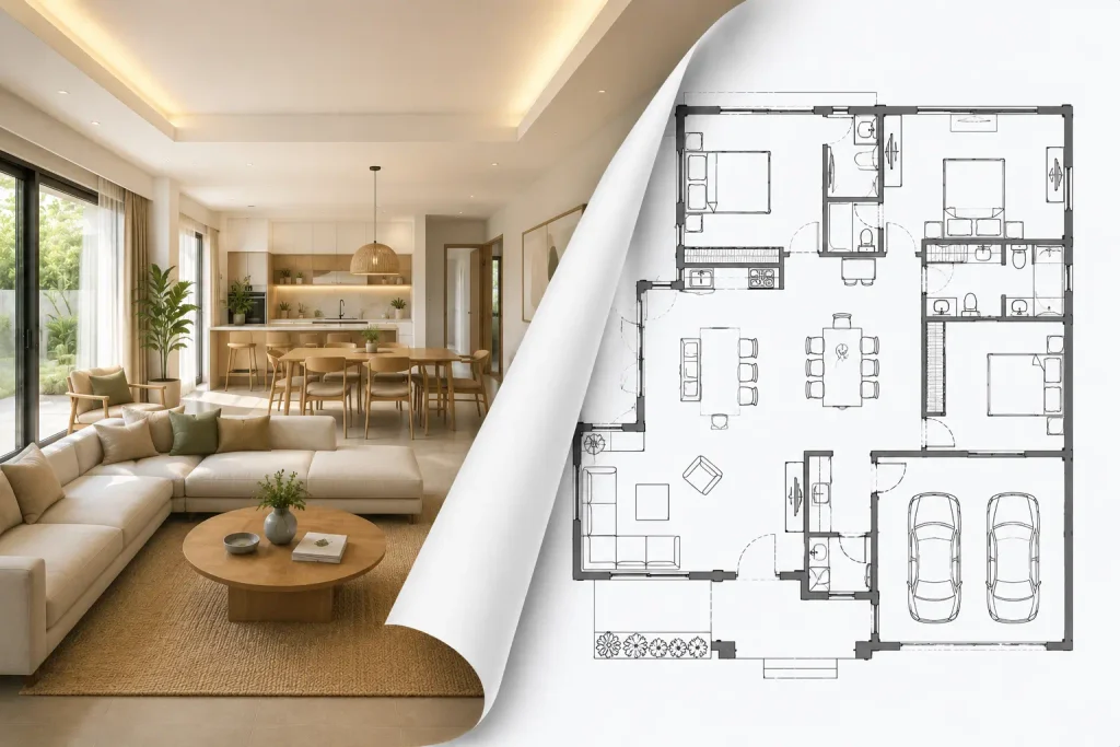 Floor Plan Creator home design app showing a floor plan and room dimensions