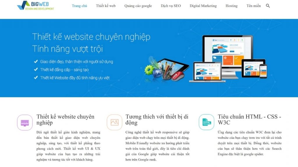 BigWeb là công ty làm website uy tín tại Hà Nội và TPHCM