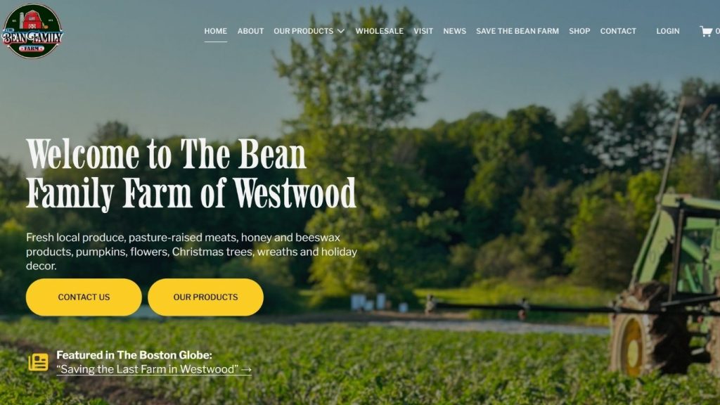 Giao diện thiết kế website thực phẩm sạch Bean Farm