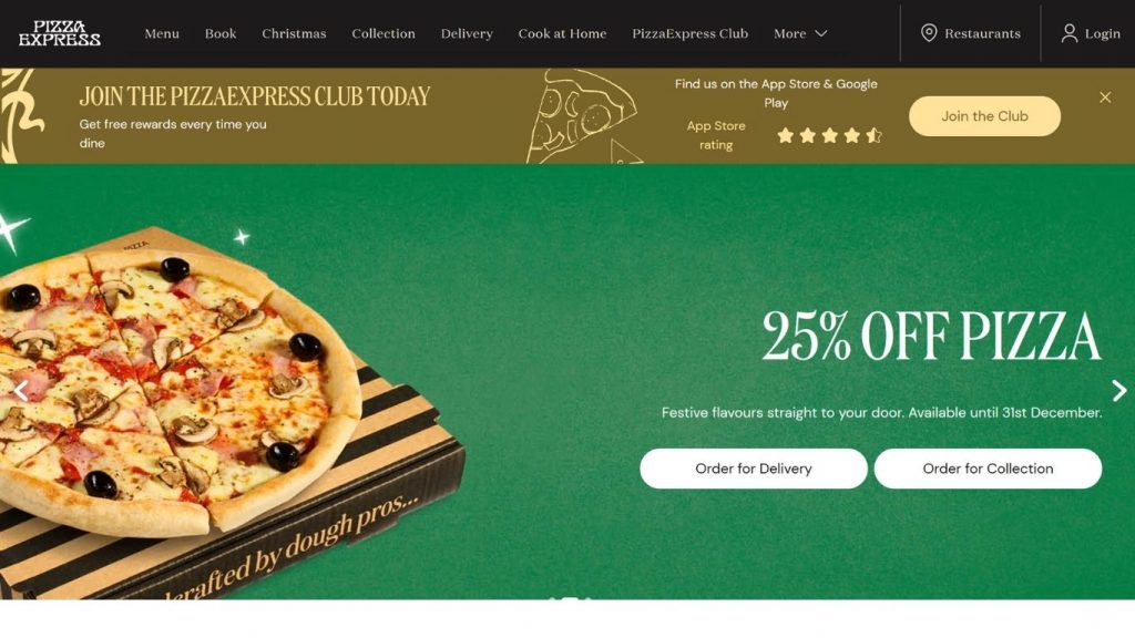 Giao diện website cửa hàng - PizzaExpress