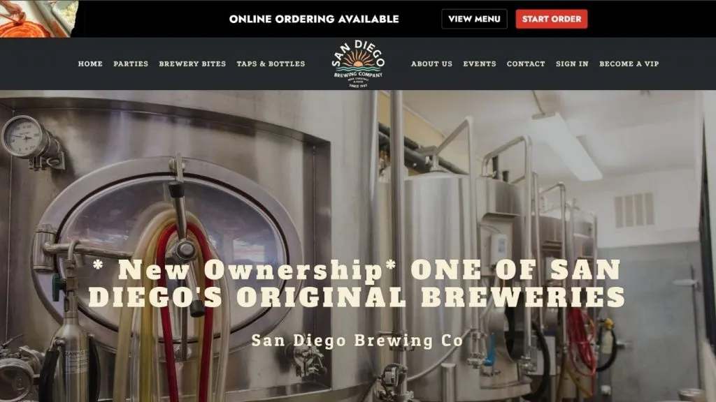 Giao diện website San Diego Brewing Co.