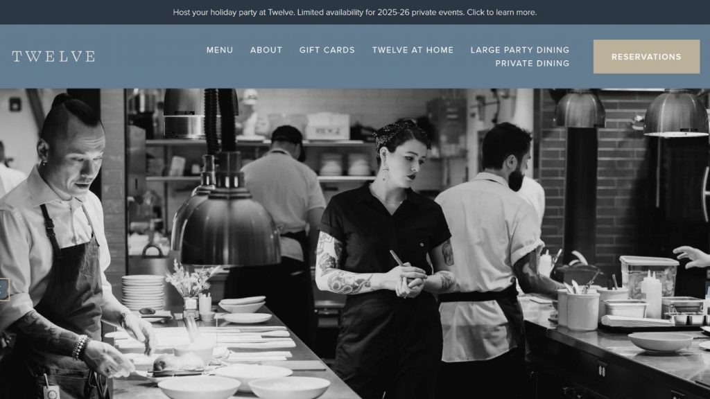 Giao diện website Twelve Restaurant