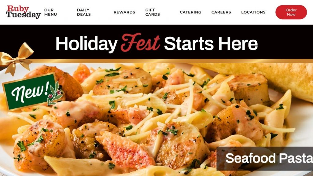 Giao diện website nhà hàng - Ruby Tuesday