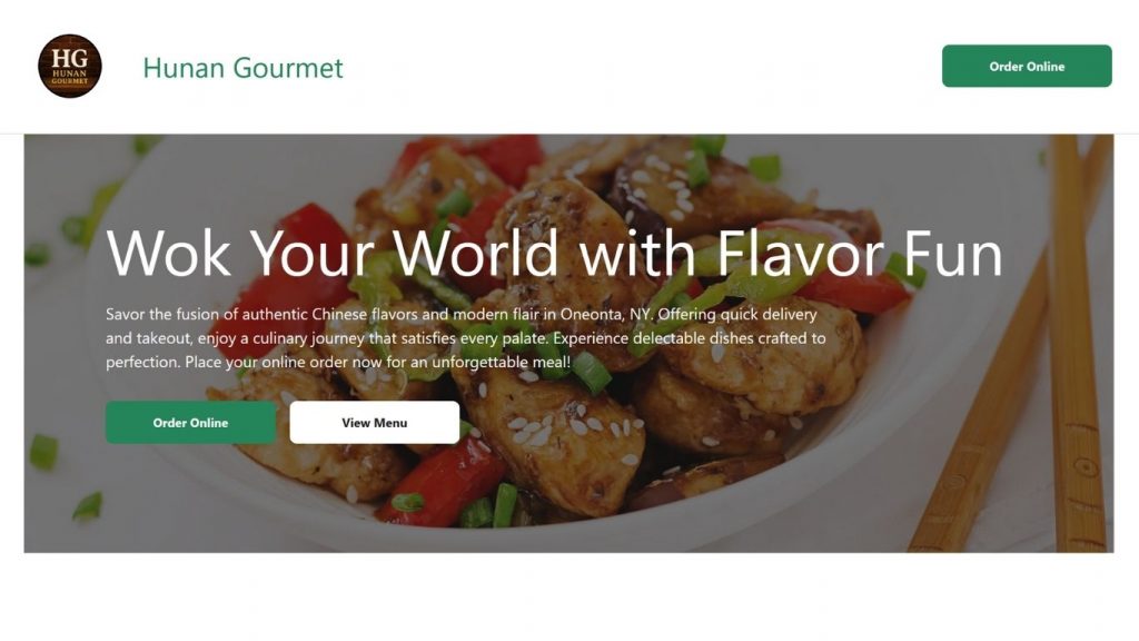 Giao diện website - Hunan Gourmet