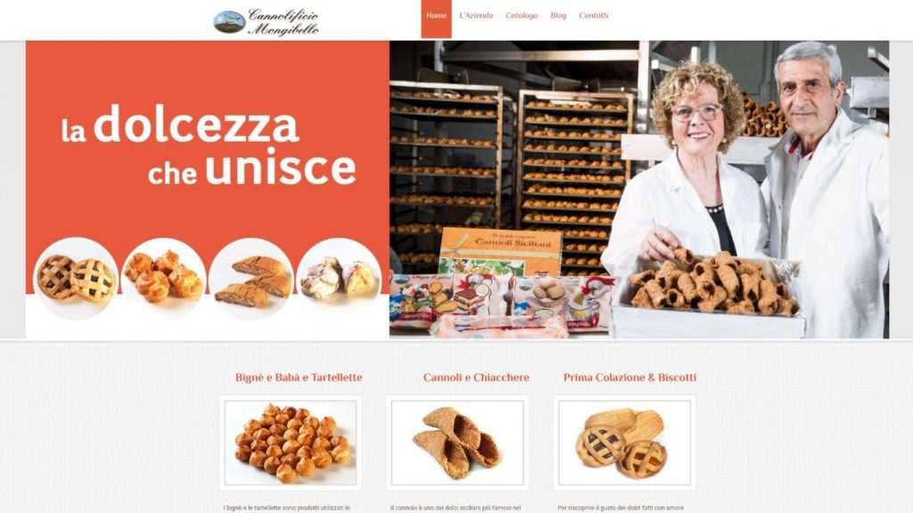 Giao diện website cửa hàng bánh Cannolificio Mongibello
