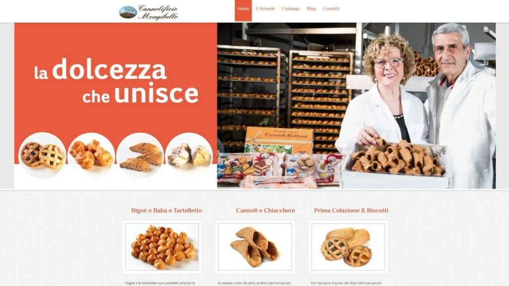 Giao diện website cửa hàng bánh Cannolificio Mongibello