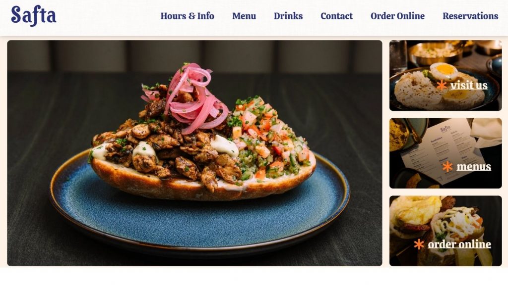 Giao diện thiết kế website nhà hàng - Safta
