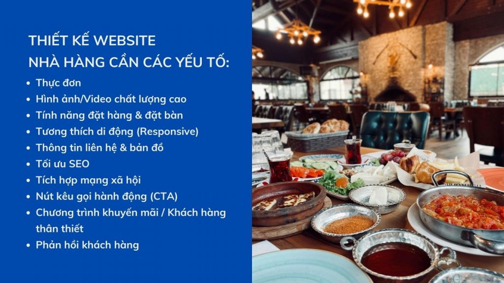Các yếu tố cần có khi thiết kế website nhà hàng