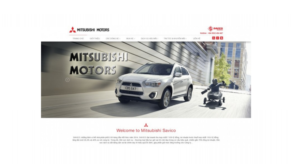 Mẫu thiết kế website ô tô Mitsubishi Savico