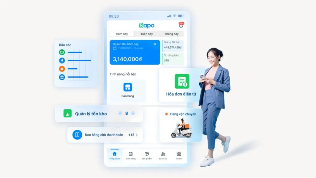 App quản lý doanh nghiệp trên điện thoại Sapo