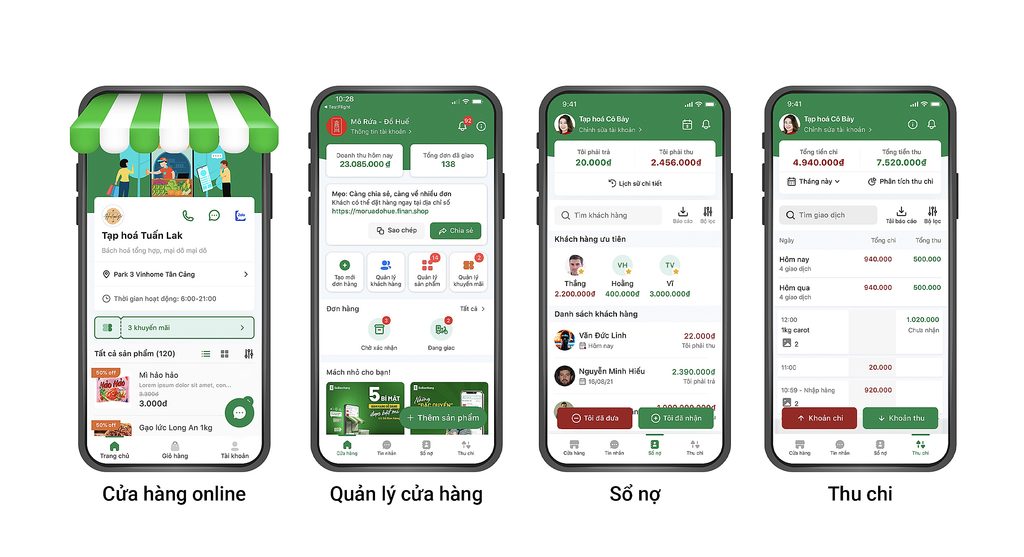 Giao diện app Sổ Bán Hàng quản lý kinh doanh trên điện thoại