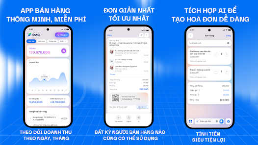 Giao diện app quản lý bán hàng Knote tích hợp trợ lý AI