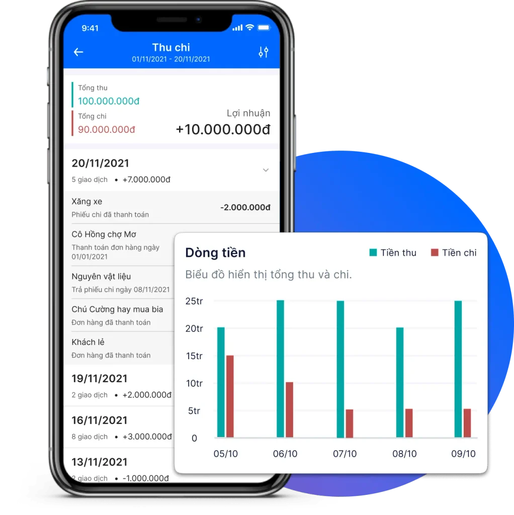 Giao diện app quản lý bán hàng miễn phí Tinai trên điện thoại