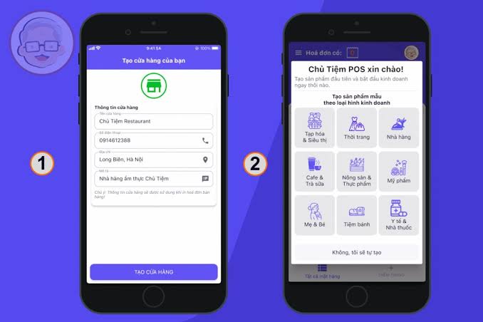 Giao diện app Chủ Tiệm POS quản lý cửa hàng nhỏ trên điện thoại