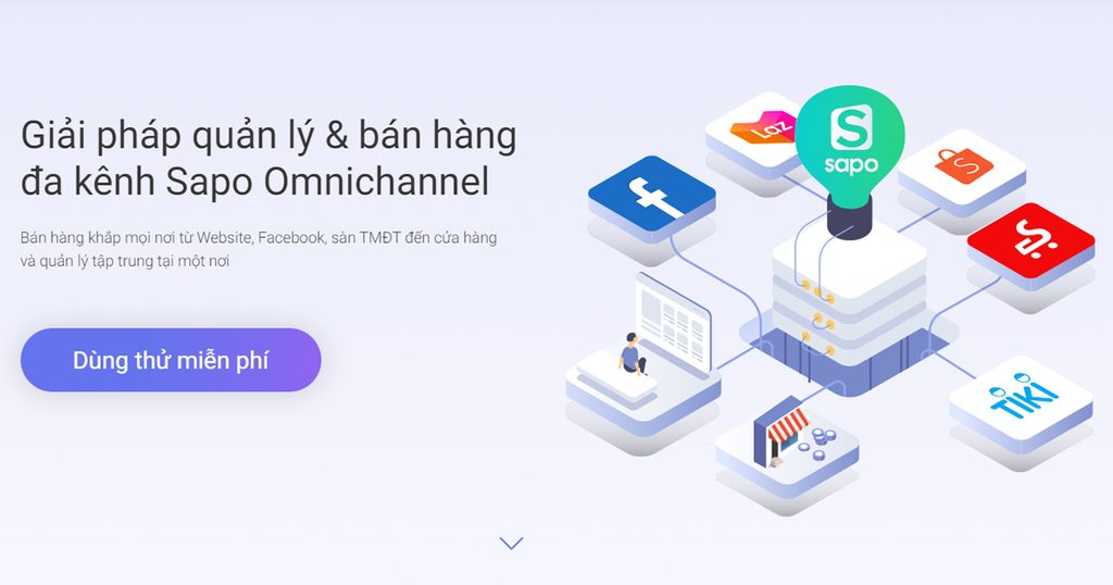 Giao diện app quản lý bán hàng đa kênh Sapo trên điện thoại