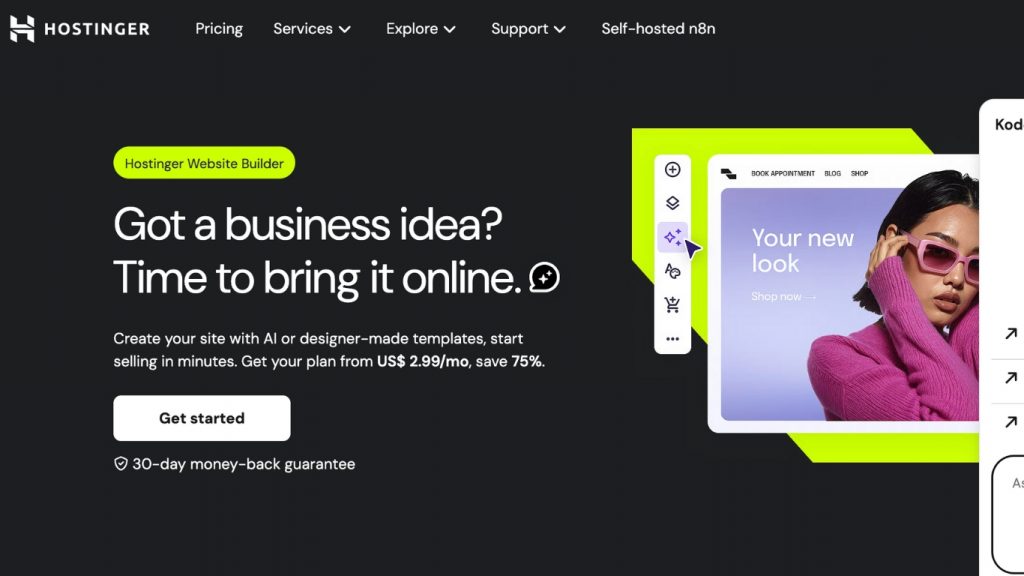 Hostinger Website Builder là công cụ tạo website hiện đại, cho phép người dùng thiết kế và xuất bản website một cách nhanh chóng mà không cần kiến thức lập trình
