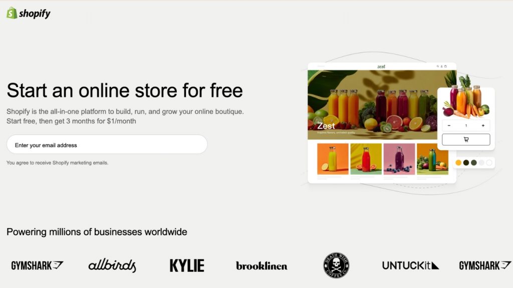 Shopify hỗ trợ tạo website bán hàng và quản lý sản phẩm.