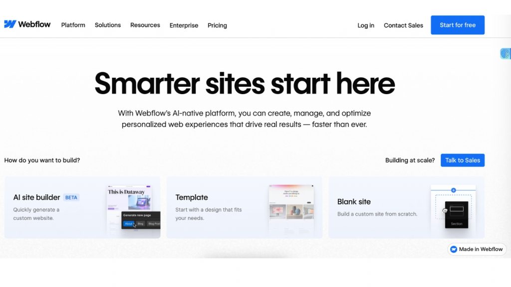 Webflow tạo website với khả năng tùy chỉnh HTML và CSS