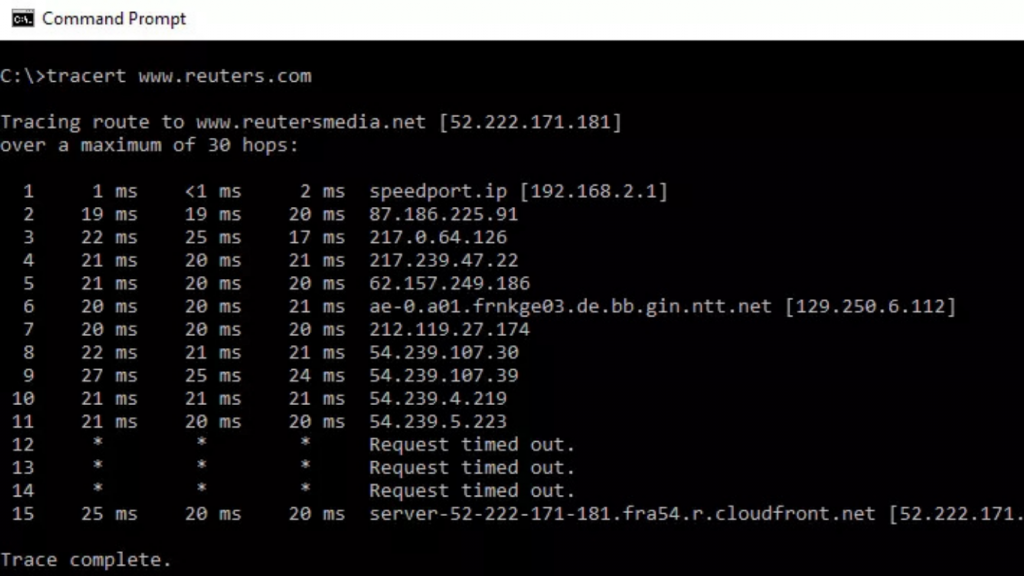 Kiểm tra lỗi web bằng lệnh tracert để phát hiện điểm nghẽn trên đường truyền mạng