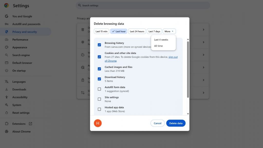 Xóa cache và cookie để khắc phục lỗi web và truy cập trang nhanh hơn