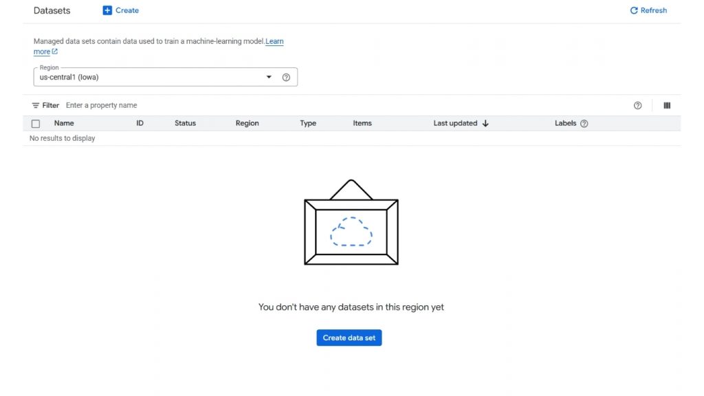 Tạo tập dữ liệu trong Vertex AI