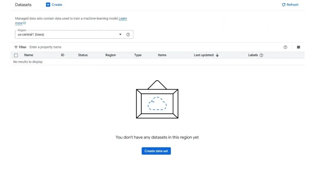 Tạo tập dữ liệu trong Vertex AI