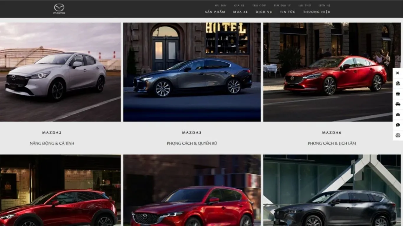 The Mazda website ensures smooth performance