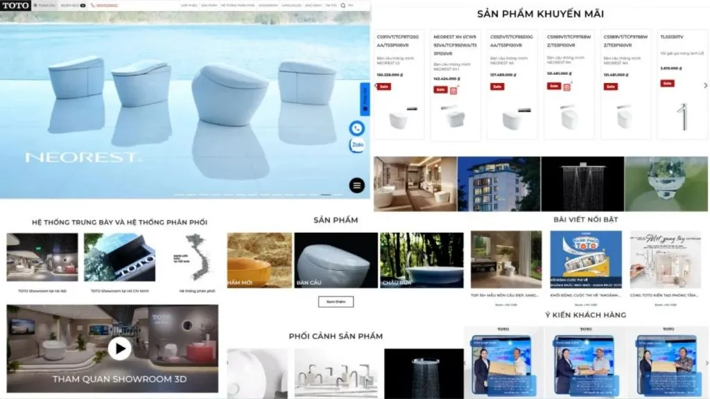 TOTO Vietnam website built by TOT