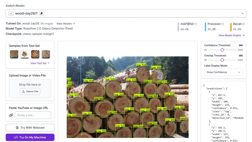 Mô hình phát hiện gỗ/khúc gỗ trên Roboflow