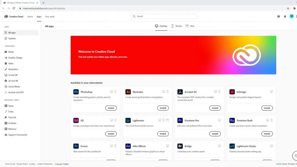 Adobe Photoshop desktop application