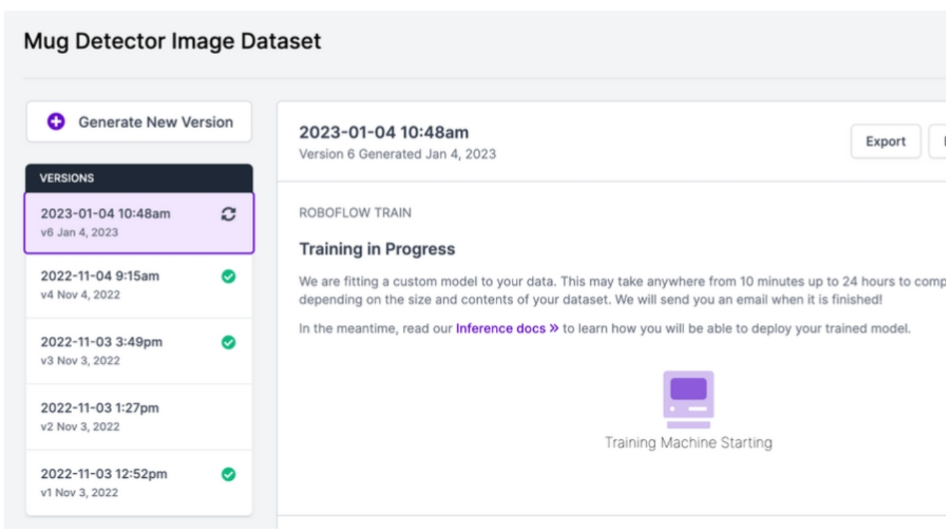 Tạo phiên bản bộ dữ liệu trên Roboflow.
