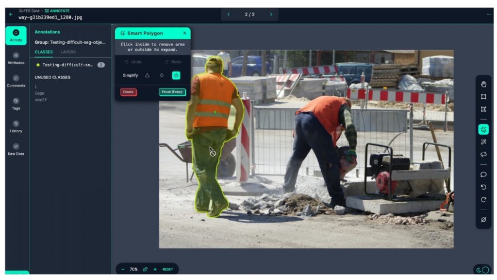 Smart Polygon sử dụng SAM trong Roboflow Annotate