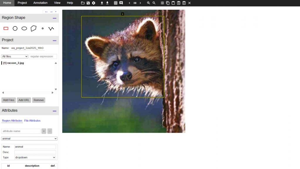 Công cụ chú thích hình ảnh VIA