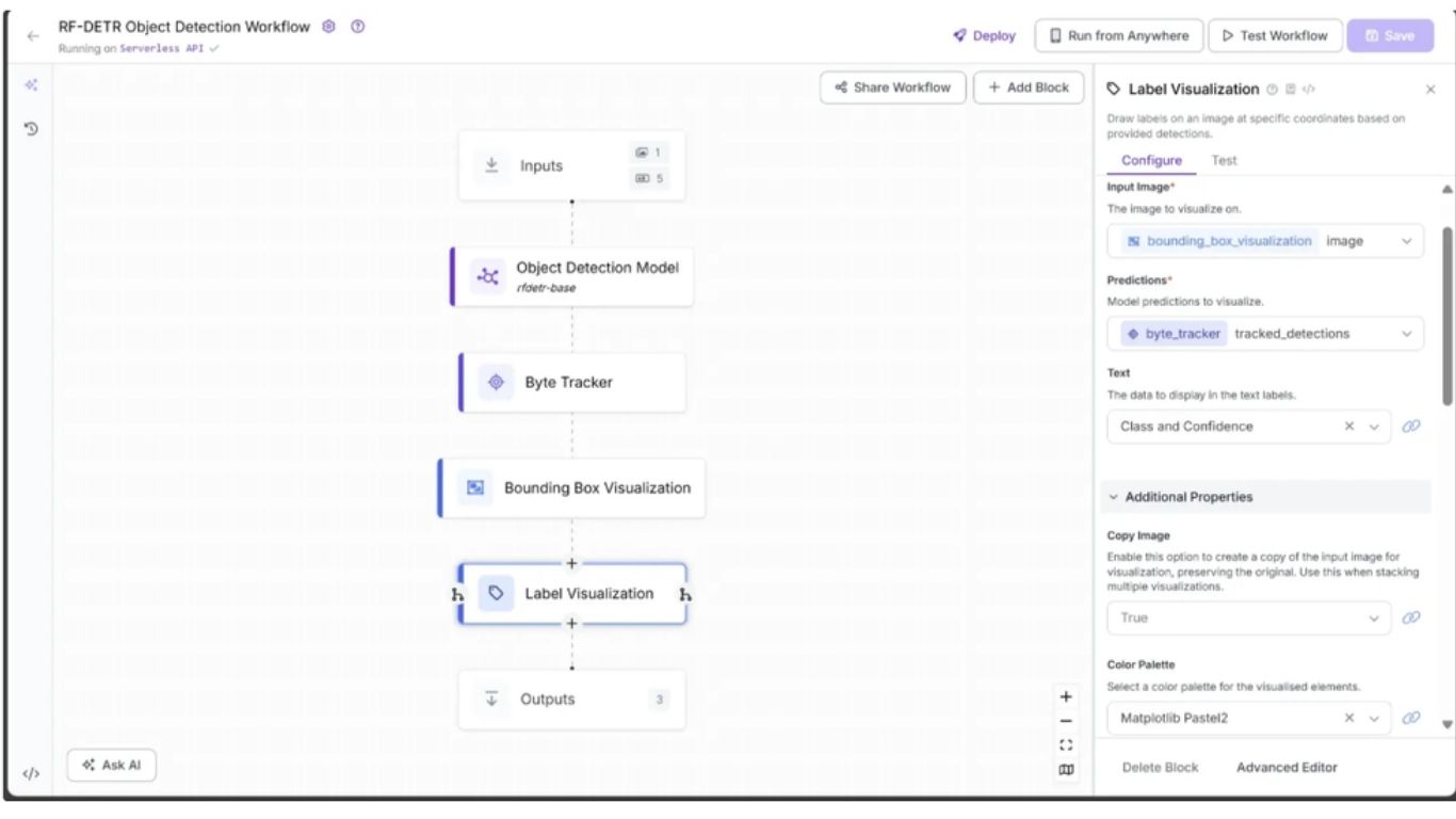 Chọn Label Visualization và thêm vào workflow