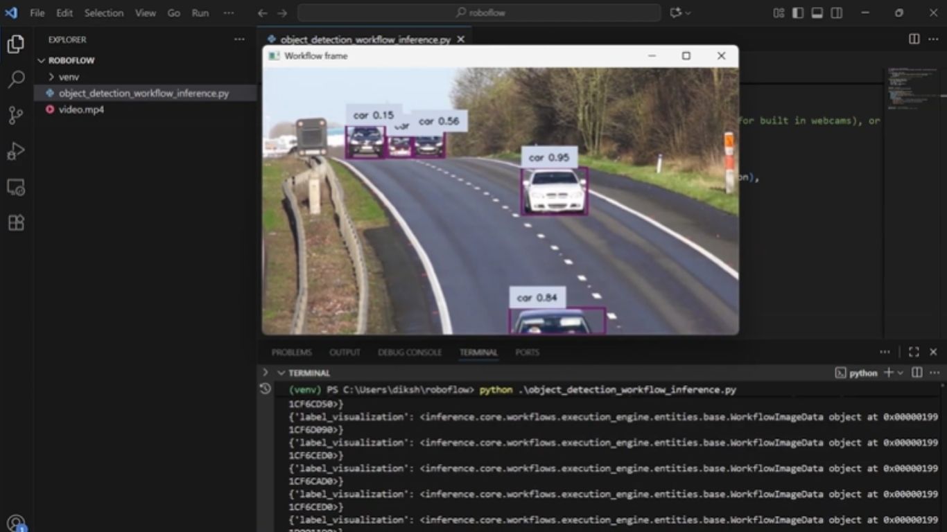 Kết quả khi chạy script phát hiện đối tượng thành công