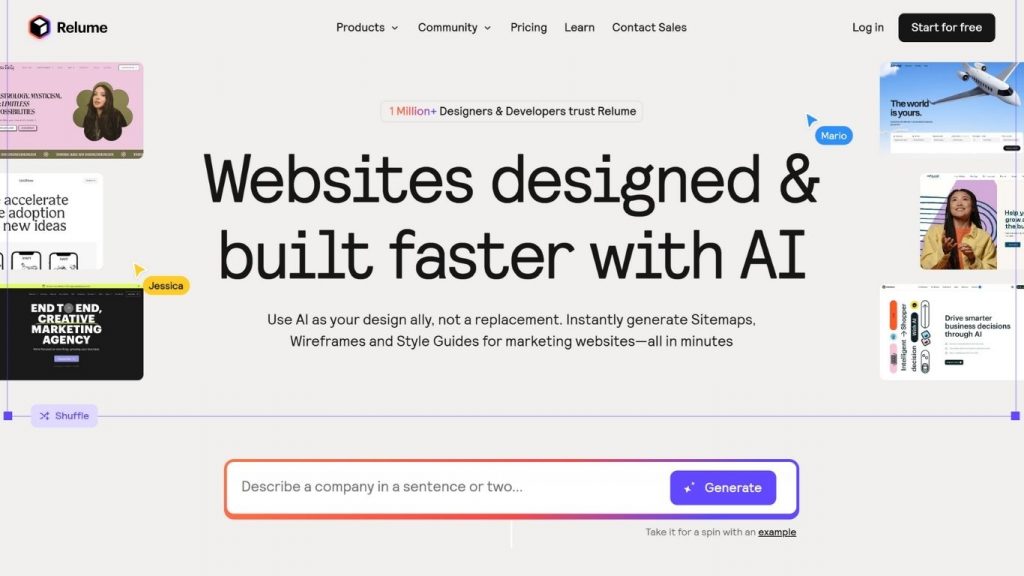 AI thiết kế website Relume