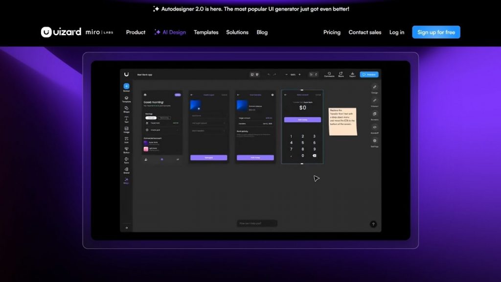 AI thiết kế website Uizard