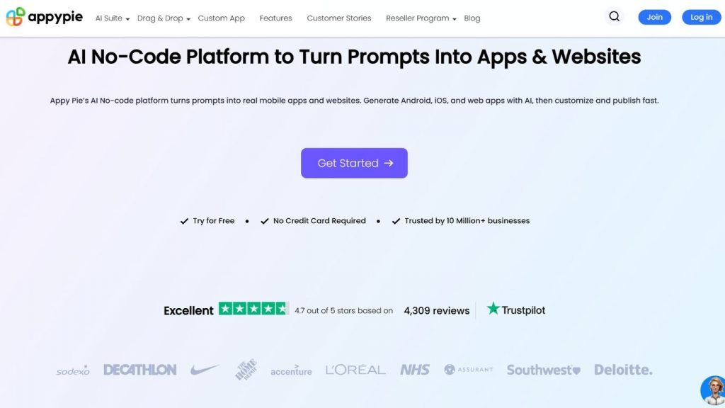 AI thiết kế website AppyPie giúp tạo website và ứng dụng