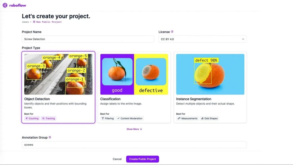 công cụ thị giác máy tính Roboflow