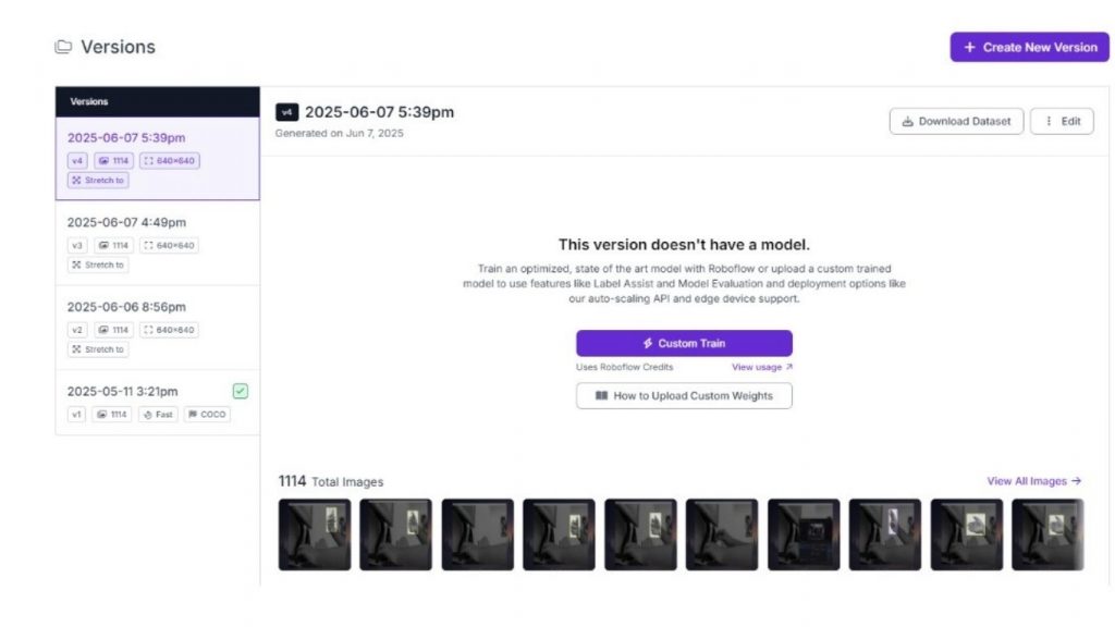 Tạo một phiên bản mới cho dự án.