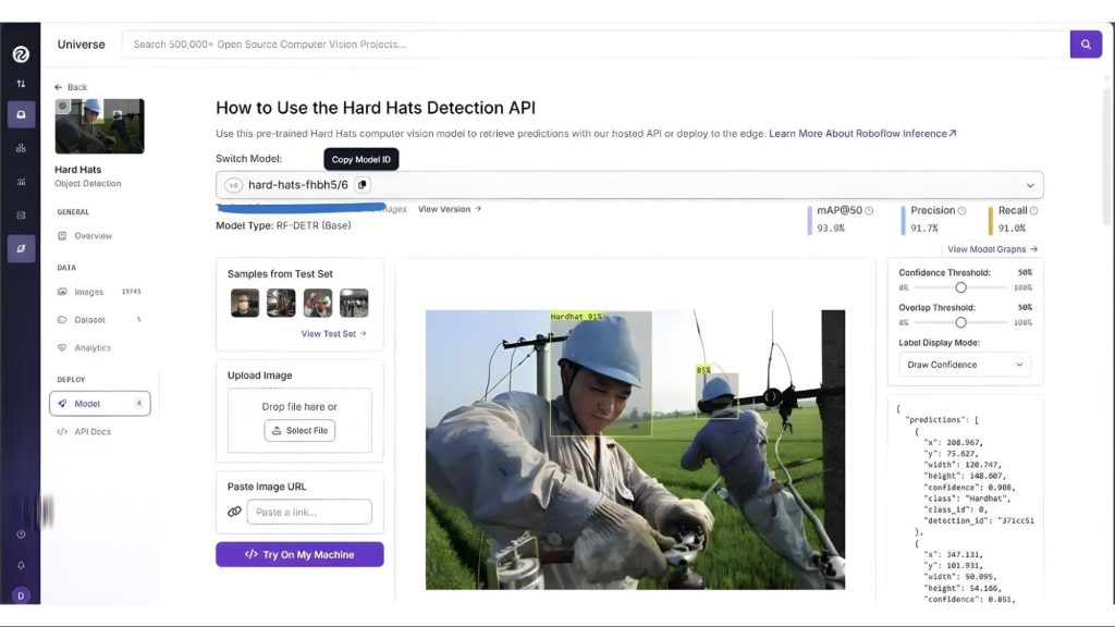 mô hình phân loại hai lớp 'Hardhat' và 'No-Hardhat'