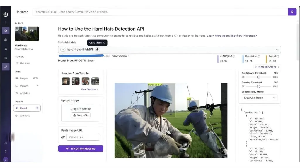 mô hình phân loại hai lớp 'Hardhat' và 'No-Hardhat'