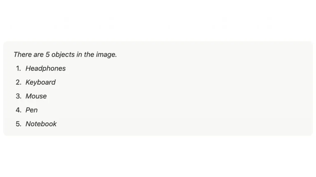 kết quả đầu ra của prompt "Count the number of objects in the image"