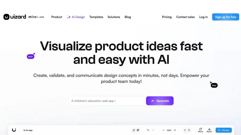 Công cụ Uizard hỗ trợ thiết kế website AI