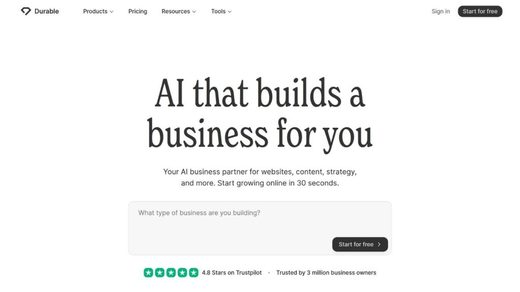 Nền tảng Durable hỗ trợ thiết kế website bằng AI